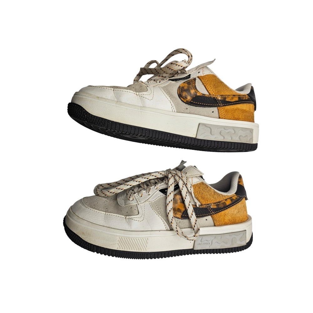 Nike Womens Air Force 1 Fontanka 7.5 Tortoise Shell Suede Leather - Picture 4 of 12